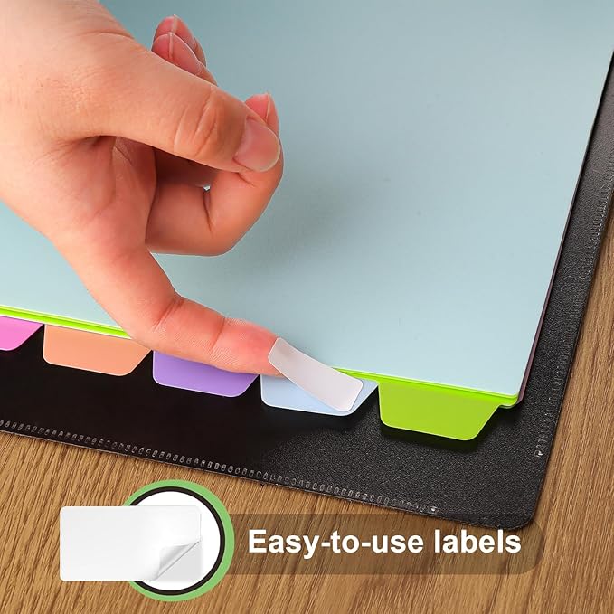 HABGP 96Pcs/12 Set Binder Dividers with Tabs, 8 Color Tab for 3 Ring Binder Dividers, Page Folder Dividers for 3 Ring Binder Sheet Paper Protectors, Plastic Tabbed File Dividers with Tabs