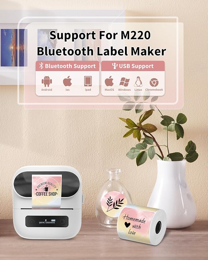 Phomemo Circle Label Compatible with M110/M100/M120/M150/M200/M220/M250 Label Maker, 1.96" x 1.96"（50 x 50 mm） Thermal Round Rainbow Gradient Labels, 1 Rolls/140 Labels