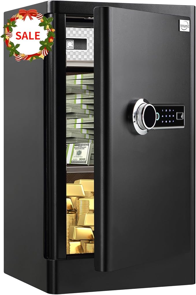 Tenamic Deluxe Biometric Fingerprint Safe Box Smart Touch Screen Fireproof Safe for Home Office Hotel 3.83 Cubic