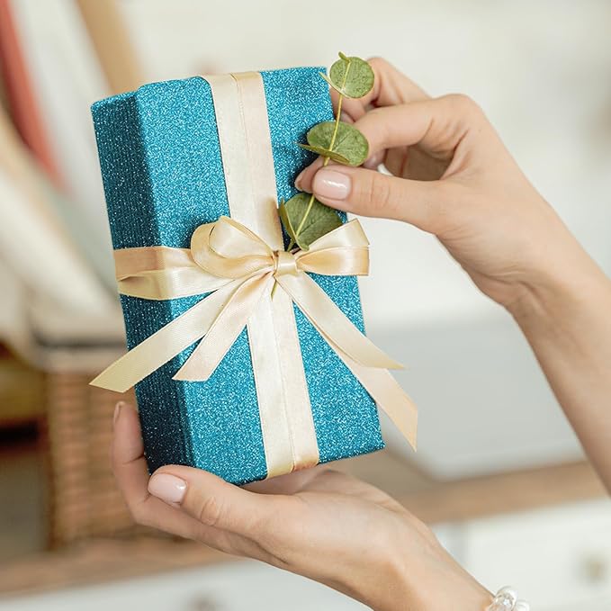 Blue Glitter Cardstock 8.5x11 Double-Sided 24 Sheets, Goefun Light Blue No-Shed Glitter Paper 280GSM/100lb Heavy Card Stock for Gift Wrapping, Birthday, Anniversary, Holiday, Greeting Cards