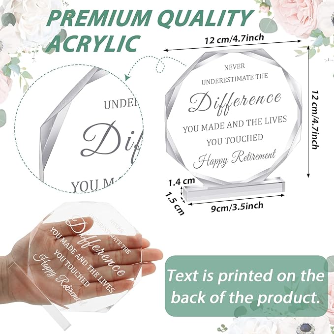 Happy Retirement Gifts for Men Women Never Understand the Difference You Made Keepsake and Paperweight Retirement Plaque Inspirational Gifts for Retired Teacher Police Firefighter Nurse (Novel Style)