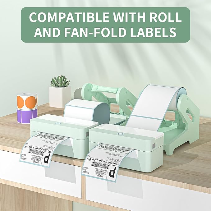 Label Holder Thermal Label Holder for Rolls and Fanfold Labels Shipping Label Stand Desktop Printer DIY Accessory Supplies for Home, Office (Fresh Green)