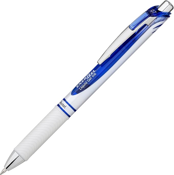 Pentel EnerGel Pearl Deluxe RTX Retractable Liquid Gel Pen, (0.7mm), Accent, Blue Ink, 3 Pack (BL77WBP3C)