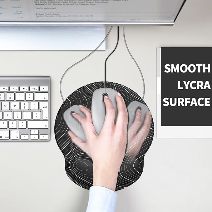 eulps Mouse Pad with Wrist Rest, Comfortable Computer Mousepad with Gel Wrist Support Smooth Surface and Non-Slip PU Base for Pain Relief, Laptop, Office & Home (Black Line)