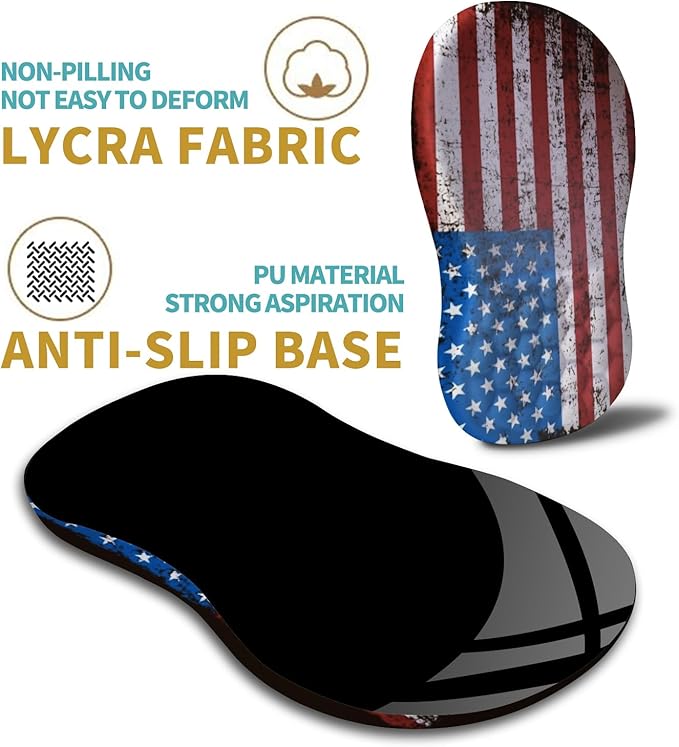 Hokafenle Ergonomic Mouse Pad Wrist Support with Massage Design, Wrist Rest Pain Relief Mousepad with Memory Foam&Non-Slip PU Base, Mouse Pads for Wireless Mouse & Desk (12x8 inch,USA Flag)