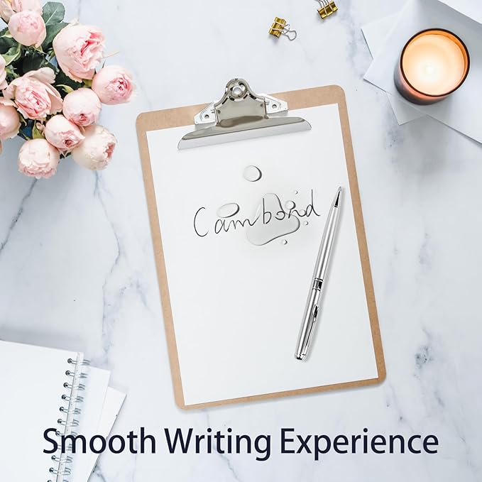 Cambond Ballpoint Pens Bulk Pens - Sliver Metal Pen Nice Luxury Pens for Men Business Office Police Comfortable Writing Twist Retractable 1.0 mm Medium Point Nice Pens, 5 Pack (Silver)