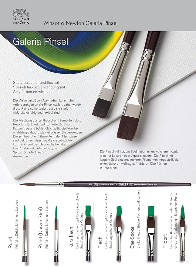 Winsor & Newton Galeria Round Short Handle Brush, Size 6