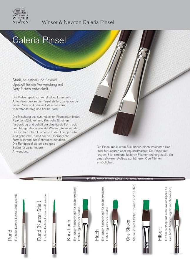 Winsor & Newton Galeria Round Short Handle Brush, Size 5