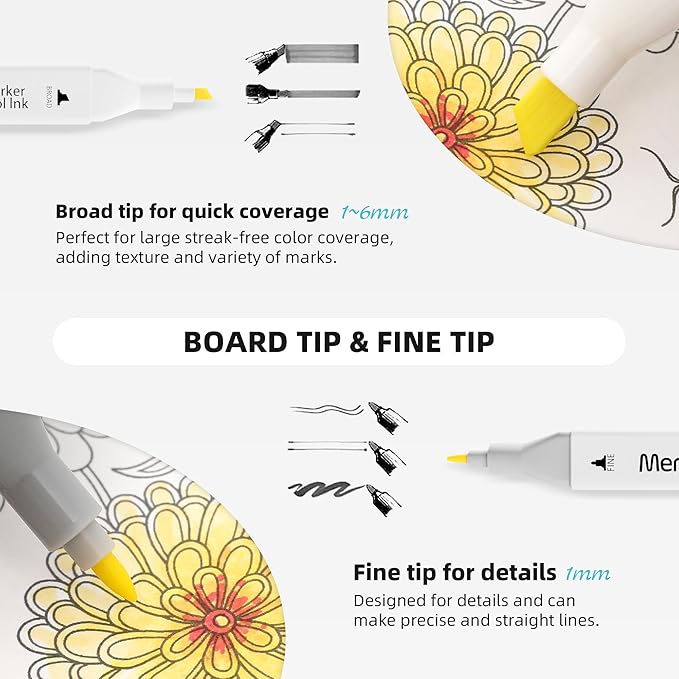 100 Colors Dual Tip Artist Alcohol Markers Set with Carrying Case - Perfect for Coloring, Drawing, Sketching, Card Making and Illustration - Perfect for Adults and Kids