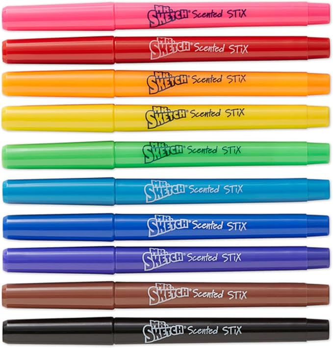 Mr. Sketch Scented Stix Markers, Fine Tip Marker, Assorted Colors, 10 Count