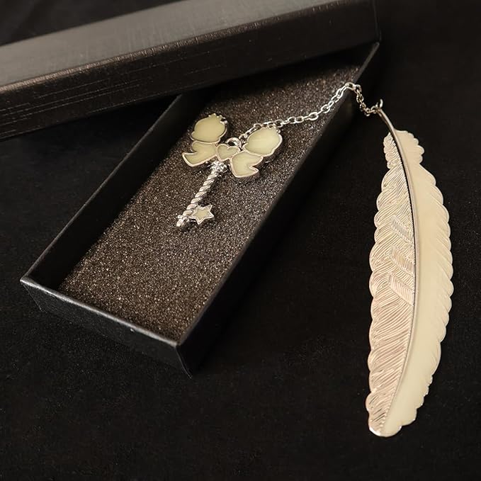 Zodiac Feather Bookmark Gifts for Women Men, Cool Metal Bookmark Glow in The Dark Gemini Bookmark, Luminous Star Sign Constellation Horoscope Bookmark Gifts