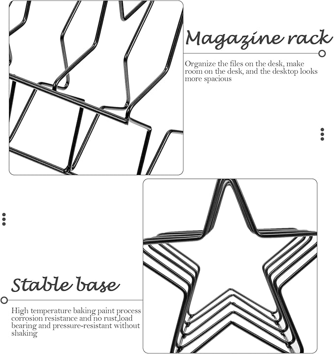 Zerodeko Desktop Organizer Book Holder Vinyl Record Storage Holder Star Shaped Magazine File Storage Desktop File Folder Holder for File Magazine Vinyl Record Desktop Organizer Book Holder