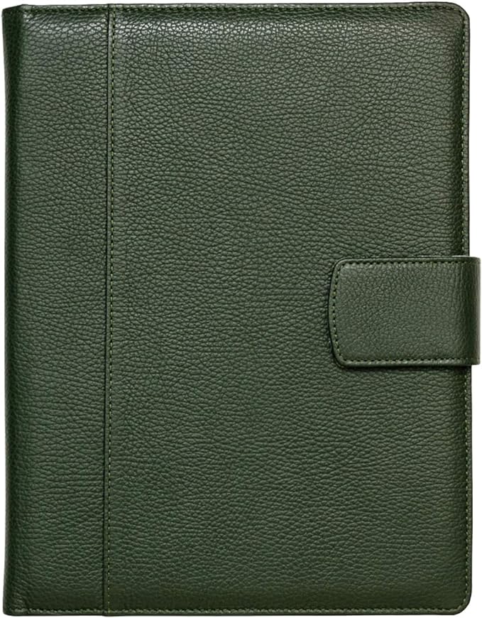 Maruse Italian Leather Executive Padfolio, Folder Organizer with Magnetic Closure and Writing Pad, Handmade in Italy, Dark Green