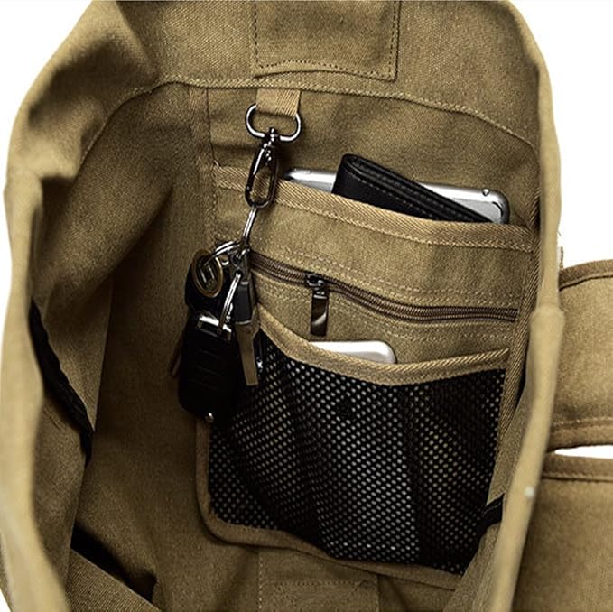 Military Duffel Bag Top Load Double Strap Canvas Backpack Army Travel