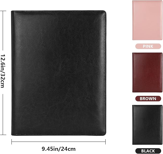 Personalized Padfolio - Customized Leather Portfolio with Logo or Text - Professional Business Portfolio with A4/US Letter Writing Pad Holder for Resumes and Interviews, Brown