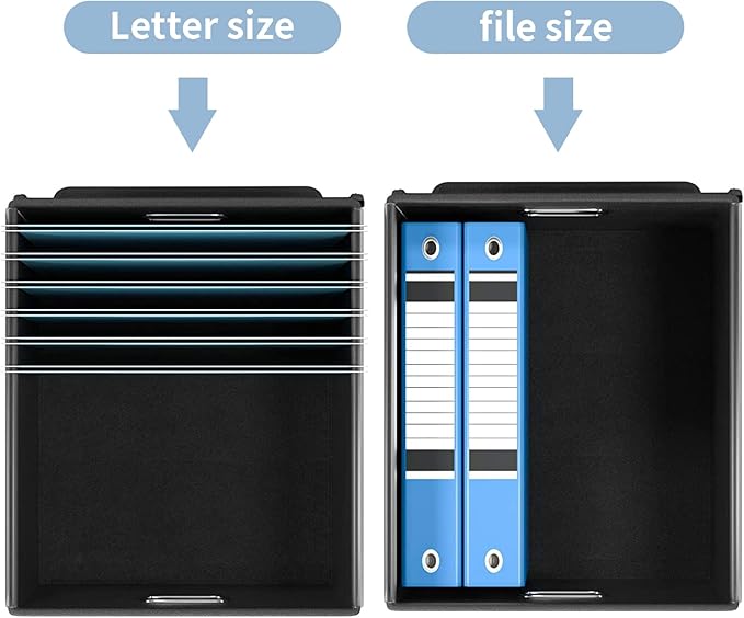 Huolewa Collapsible File Storage Organizer Box with Lid, Hanging File Folders Box Organizer with Plastic Slides, Decorative Home/Office Filing System Box for File and Folders Storage - Powderblue