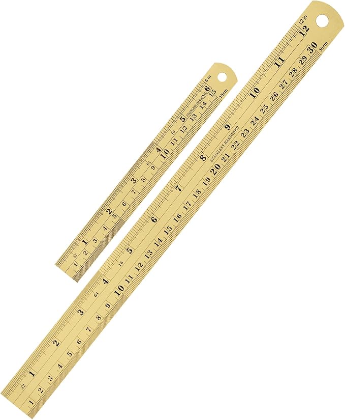 Mr. Pen- Steel Rulers, 2 Pack, 6" and 12", Gold, 6 Inch Ruler Metal Rulers, Small Metal Ruler 6 Inch Metal Ruler Thin Flat, Stainless Steel Ruler 12 Inch, Centimeter Ruler, Steel Ruler 12 Inch