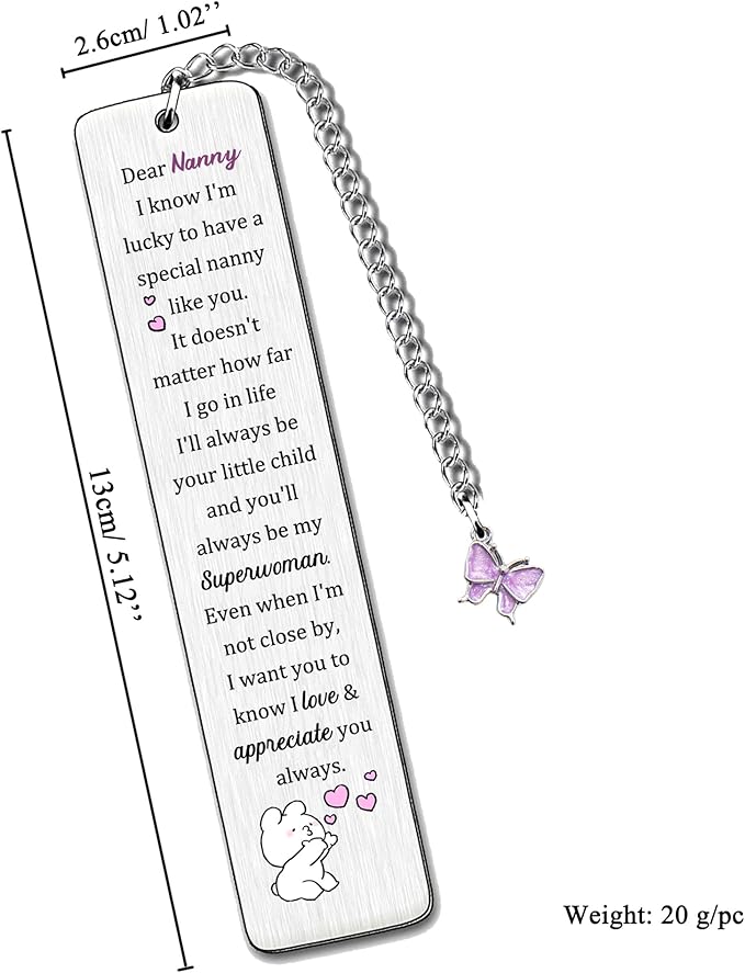 Nanny Bookmarks Mothers Day Gifts Bookmarker Nanny My Greatest Superwoman Birthday Present Retirement I Love Appreciate Keepsakes Christmas Thanksgiving Women Family Love Quotes Book Accessory Cute