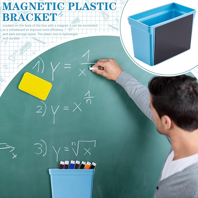 Boao Whiteboard Dry Magnetic Plastic Holder, 8 Pieces Colorful Magnetic Markers with Eraser Cap, Whiteboard Eraser for School Office Home 100th Day of School, 10 Pieces Totally(Simple)