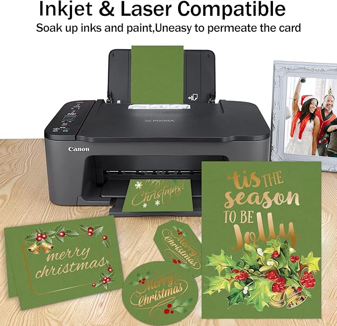 100 Sheets Christmas Green Cardstock 8.5x 11 Heavyweight Printer Paper- Goefun 80lb Double-sided Cover Card Stock for Cards Making, Invitations and Craft