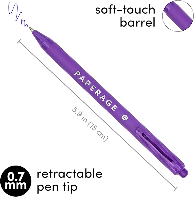 PAPERAGE Gel Pens With Retractable Medium Point (0.7mm), 20 Pack Colored Gel Pens, Assorted Colors, Smooth Writing Pens For Journals, Notebooks, Note Pads, Drawing, Office & School Supplies