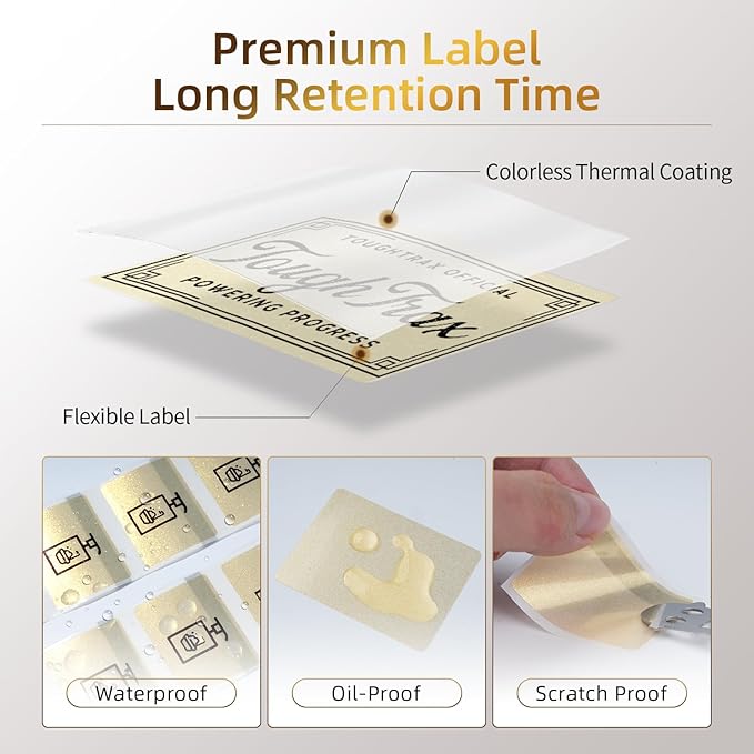 Phomemo Transparent Thermal Labels for M110/M120/M220/M150/M250/M221 Label Maker, Self-Adhesive Thermal Label 1.57"x1.18"(40x30mm),230 Labels/Roll, for Barcode,Address, Name, Golden