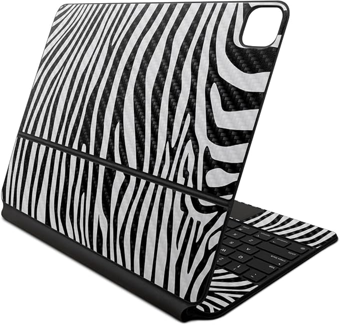 Carbon Fiber Skin Compatible with Apple Magic Keyboard for iPad Air 13-inch (M2) 2024 - Black Zebra - Premium 3M Vinyl Protective Wrap Decal Cover - Easy to Apply | Crafted in The USA by MightySkins