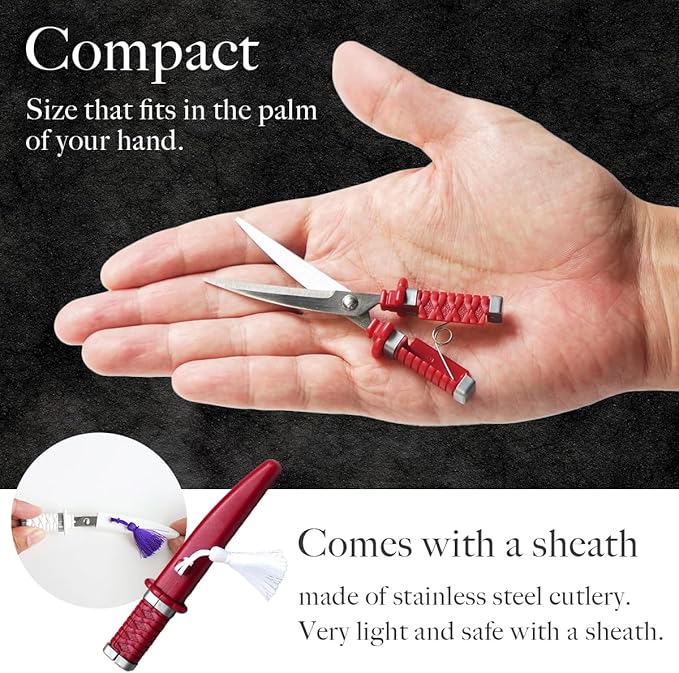 Nikken Japanese Katana Style Scissors Samurai Sword Made in Japan (Red)