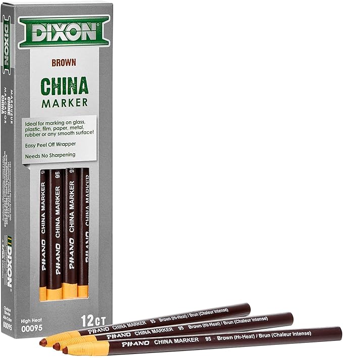 DIXON Industrial Phano Peel-Off China Marker Pencils, High Heat, Brown, 1 (00095)(Pack of 1)