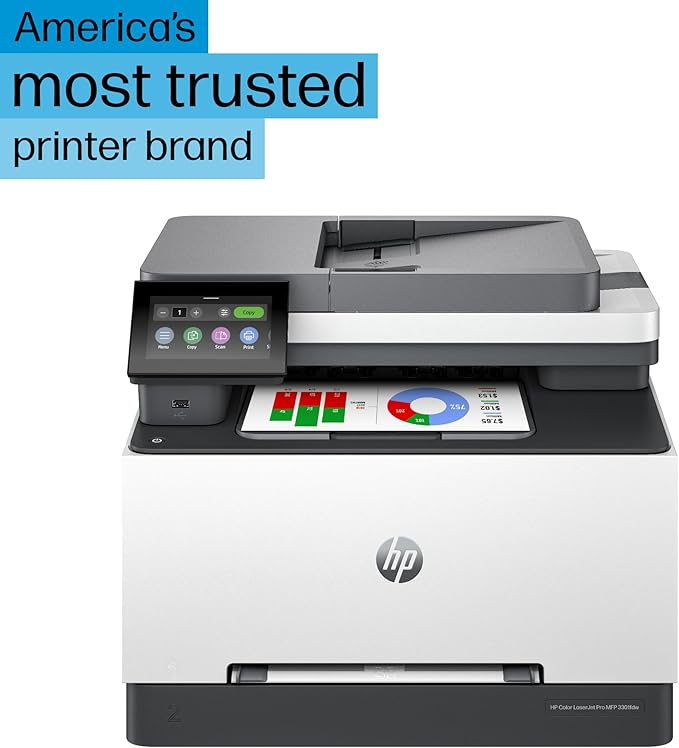 HP Color Laserjet Pro MFP 3301fdw Wireless All-in-One Color Laser Printer, Office Printer, Scanner, Copier, Fax, ADF, Duplex, Best-for-Office (499Q5F)