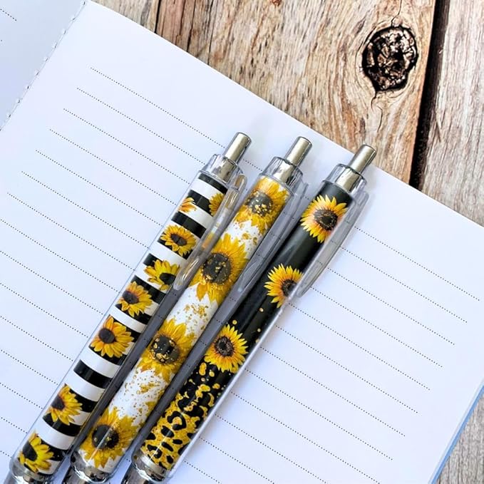 10PC Sunflower Pens Sunflowers Pen for Women Teacher Appreciation Gifts Work Office Desk Classroom Decor Supplies Stationary Set Accessories Party Favors Theme for Writing Journal Planning Notepad