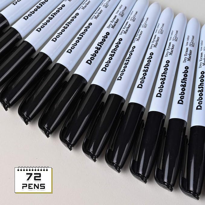 Dabo&Shobo Dry Erase Markers, （80 Count, Black,Chisel Tip）-White Board Markers/Pens ，Very Suitable for Writing on The School、 Office 、Home Dry Erase whiteboard Mirror Glass…