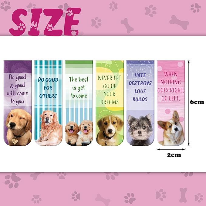 Zonon 24 Pieces Christian Magnetic Bookmarks Magnet Page Markers Christian Bookmarks Puppy Bookmarks Assorted Book Markers Set for Teachers Reading Supplies