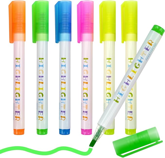 6 Pack Bright Cute Highlighters Set, 5 Fluorescent Colors,2pcs of yellow,Chisel Tip, No Bleed Bible, Quick Dry Ideal Highlighter Set great for Organizing And Coloring School Supplies