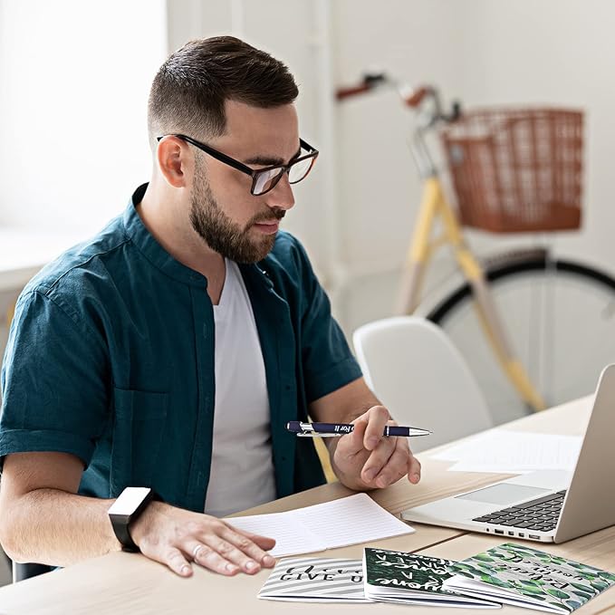 Funrous 32 Pcs Motivational Quote Pens Inspirational Notepads Mini Journal with Ballpoint Pen Small Notebooks Gift Set for Men Women Coworkers, Adult Party Favors Prizes Gift Bulk(Classic)