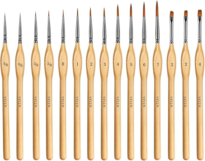 Miniature Paint Brushes, 15PCS Model Brushes Micro Detail Paint Brush Set, Fine Detailing for Watercolor, Oil, Face, Acrylic, Nail, Line Drawing, Scale Model Painting, Mandala Painting