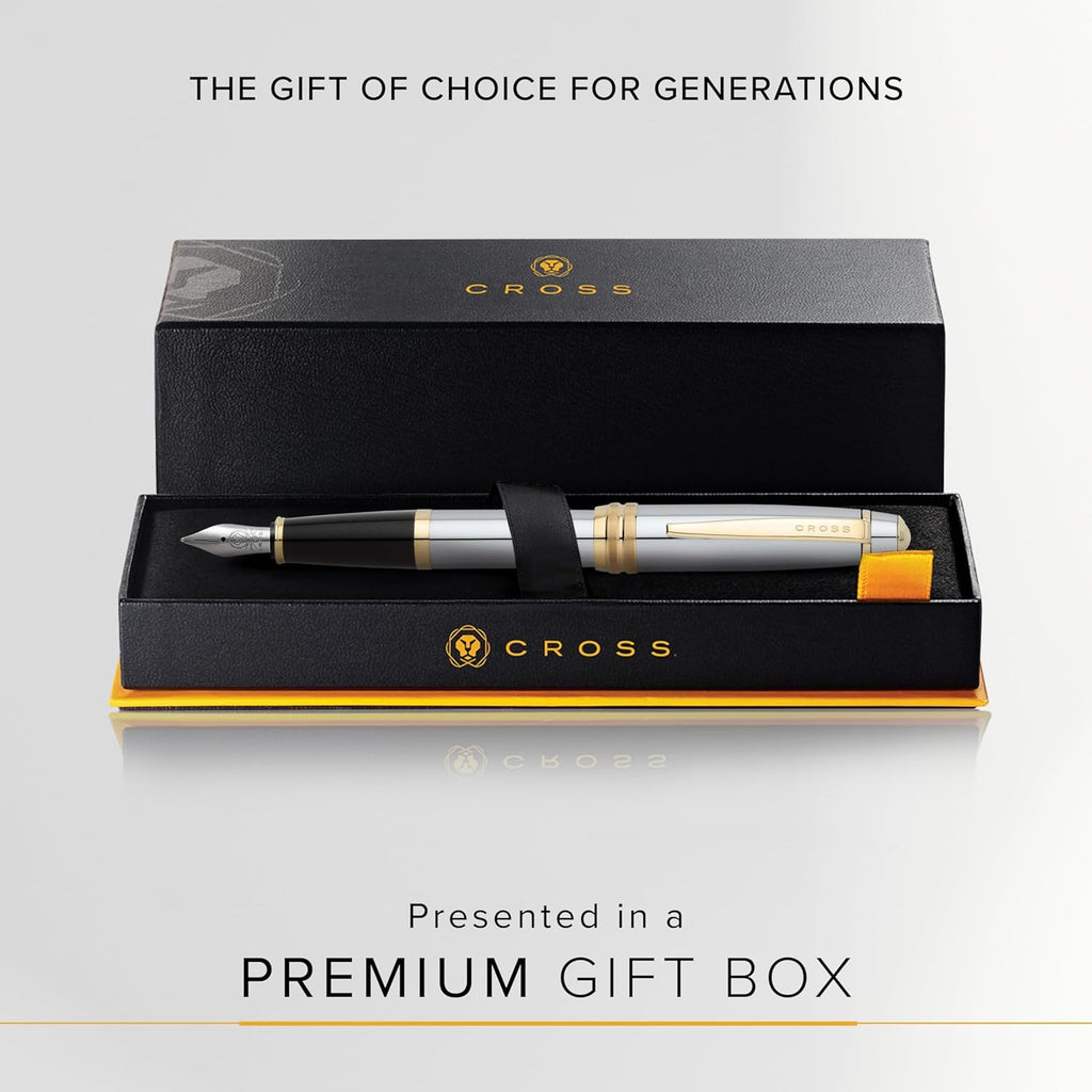 Cross Bailey Refillable Fountain Presented in a Premium Gift Box - Medium Point, Black Ink, Medalist