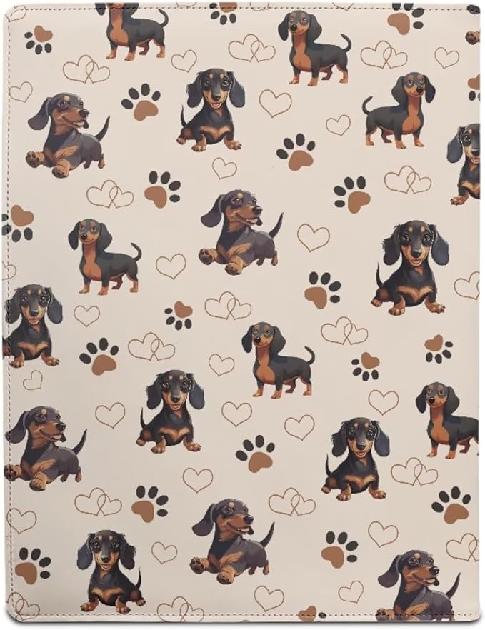 Cozeyat Cute Dachshund Padfolio for Women Binder Portfolio Folder, PU Leather Folder A4 Conference Pad Document Organizer Notepad Holder