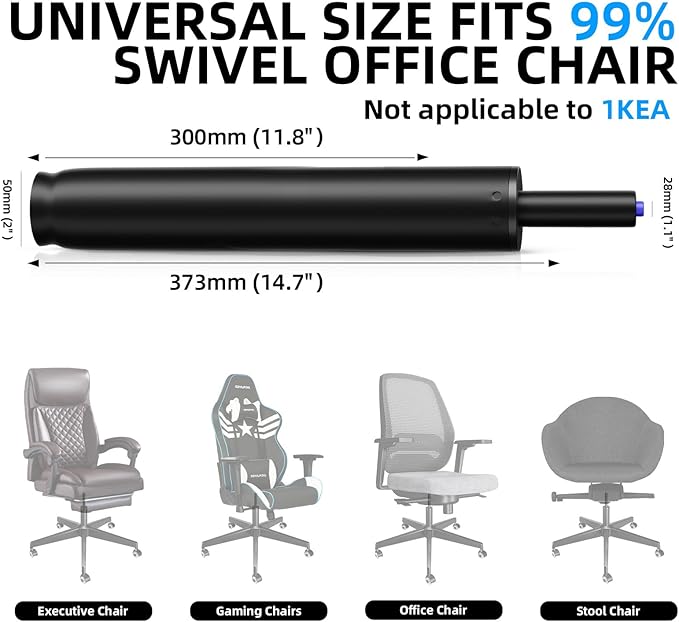 Sytopia Office Chair Cylinder Replacement - Heavy Duty Pneumatic Gas Lift Piston for Desk Chairs and Gaming Chairs - Universal Fit (14.6" ~ 22.2")