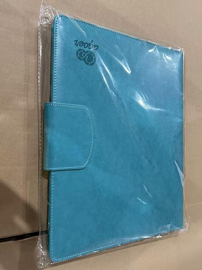 A4 Clipboard Folder Padfolio Clipboard,Faux Leather Interview Resume Folder with Magnetic Cover,Conference Document Organizer with Papers,Sticky Tabs,Pen,Work Folio for Women & Man,Pale Turquoise