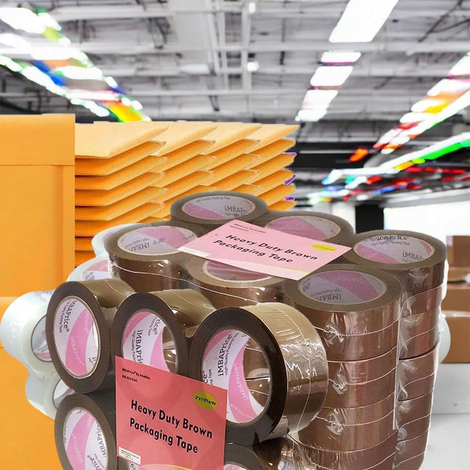 iMBAPrice 2-inches Brown Sealing Tape 6 Roll of 110 Yards (6X 330 Feet) Long 2" Wide Tan/Brown Color Shipping Packaging Tape