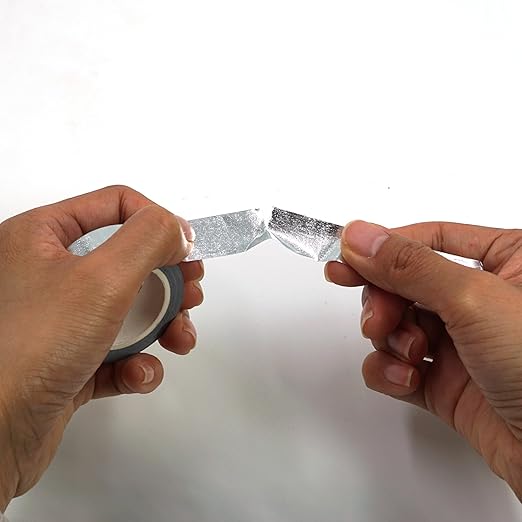 Silver foil washi tape for wall Decorative tape for crafts Washy-tape Mirror tape Silver strips for wall decor Silver duct tape Metallic washi tape Self Adhesive Masking Tape 0.59in x33FT (Silver)