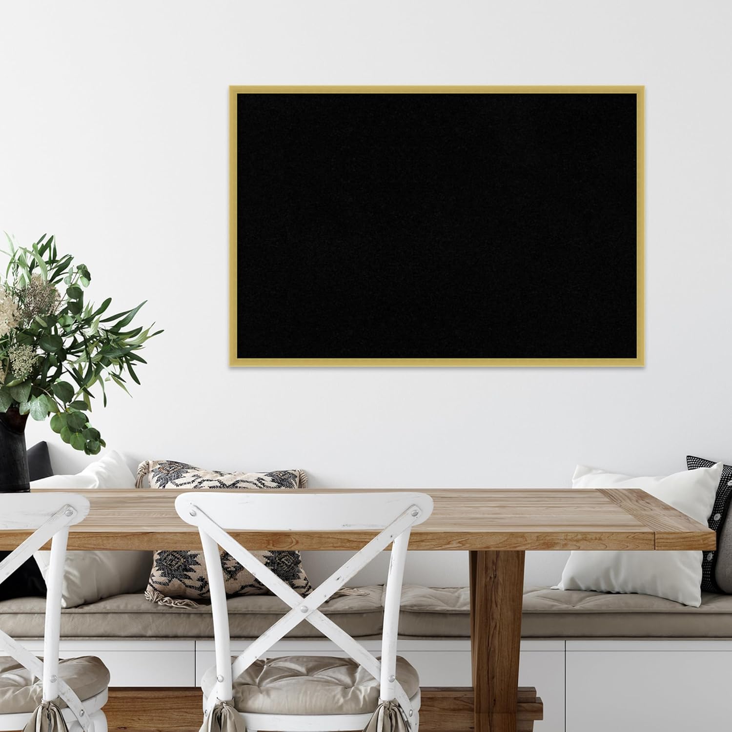 Amanti Art Black Cork Board for Wall, 25x37 Vision Board with Gold Wood Frame, Large Corkboard Office Decor for Home Organization, Modern Contemporary Corkboard Pinboard to display items for home