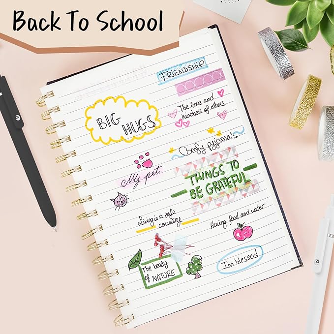 Easter Basket Stuffers for Men, College School Supplies, 0.5mm Black Ink Pens for Journaling, Cool Stuff Gifts for Dad Boyfriend, Birthday Gifts for Men, Valentines Stuff (6pcs Black Gray White)