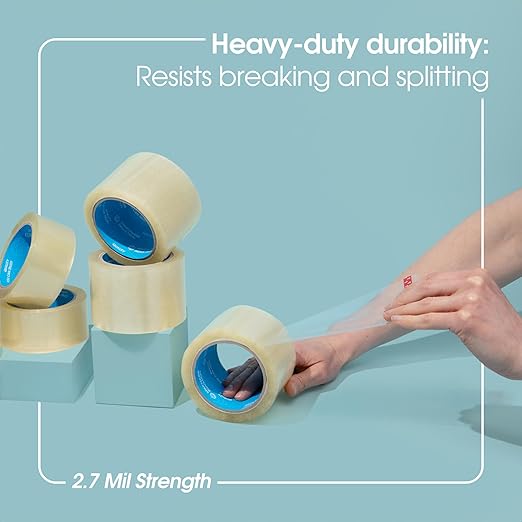 Spartan Industrial - 3" X 60 yd Clear Packing Tape Rolls - 12 of Wide Heavy Duty Tape for Packing, Moving, Shipping, and More - 2.7 Mil