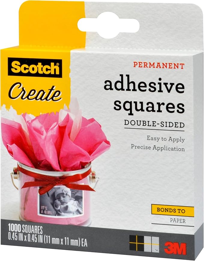 Scotch Adhesive Squares, .45 in x .45 in, 1000 Count, Excellent for All Paper Crafts (009-1000-CFT)