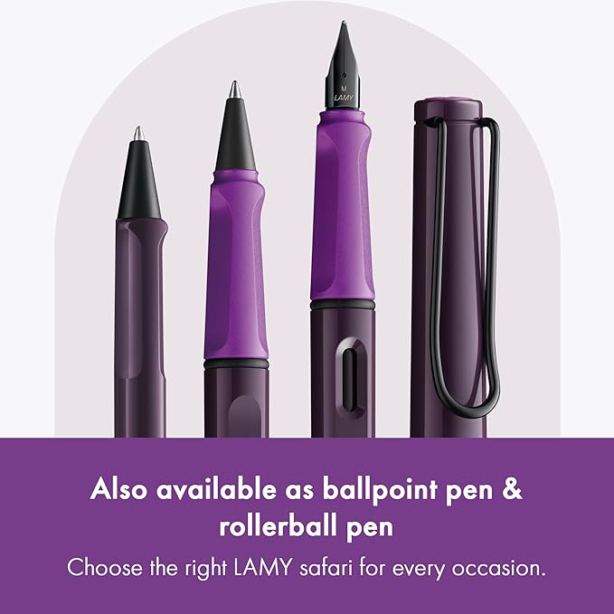 LAMY safari violet-blackberry - Fountain Pen with ergonomic grip & polished steel nib in size F - ideal for any Writing & Calligraphy - including LAMY T 10 blue cartridge - Right-Handed
