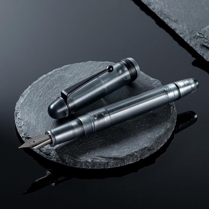 Asvine V126 Vacuum Filling Fountain Pen, Matte Black Acrylic Extra Fine Nib, Large-Capacity Pen with Gift Case