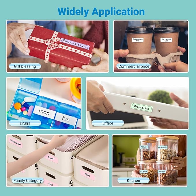 ORGBRO X1 Label Maker Tape, Genuine Thermal Label Print Paper 0.59"×275.6"(15mm×7m), Standard Laminated Office Labeling Tape Replacement, 3-Roll, Green/Purple/Orange