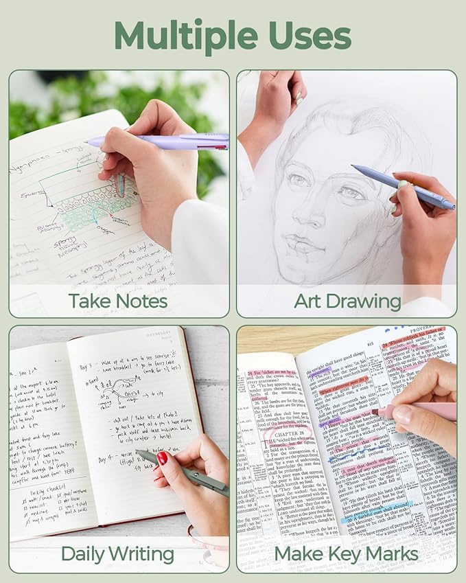 Four Candies 56 PCS Aesthetic School Supplies with Large Pencil Case, 6 Colored Ballpoint Pens, 12 Pastel Highlighters, 5 Black Ink Gel Pens, 9 Mechanical Pencils 0.5-2.0mm Student Essentials (Green)